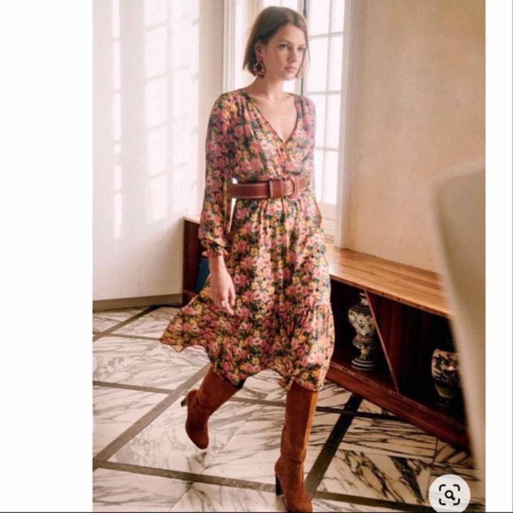 Sezane Milla flower pattern Midi Dress